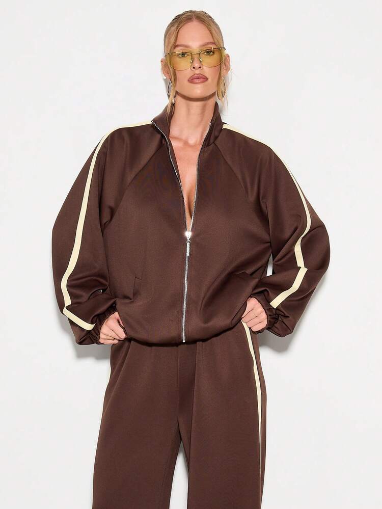 KIZN Full Zip Track Jacket With Side Stripe Detail