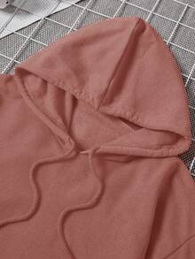 EURMUSE 100%Cotton Men's Hooded Sweatshirt With Pocket And Drawstring - Pink - View 5