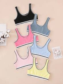Snug Zone 6pcs/Set Sports Bras, Girls Sports Bra, Tween Girl Athletic Tops - Multicolor - View 2
