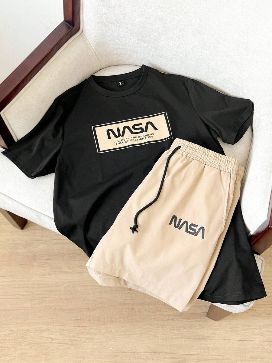 SWAVVY Knit T-Shirt And Shorts Set Summer Outfit For Men
