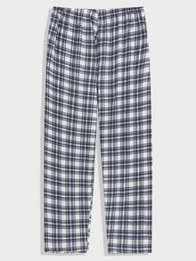 EURMUSE 3pcs Men's Plaid Pocket T-Shirt, Shorts And Pants Pajama Set