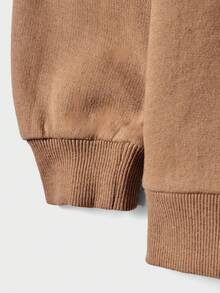 EURMUSE Cotton Men Letter Graphic Sweatshirt & Drawstring Waist Sweatpants - Beige - View 5