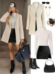 Easowa Fall Khaki Thick Woolen Overcoat For Women, Autumn/Winter Classy Fall For Women Autumn Clothes  Winter Clothes For Women  Women's Winter Coat Chic Fall Clothes For Women Autumn Clothes For Women Winter Clothes Women's Winter Coat Halloween Costumes New Year Look