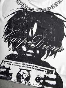 PAVTROS 男士街头风格流行 INS 搭配涂鸦美元肖像印花户外音乐节夜店男友丈夫礼物周年纪念礼物白色喇叭袖长袖 T 恤，图案短款上衣男士，图案长袖，嘻哈图案 T 恤，适合秋季 - 彩色 - 查看 2