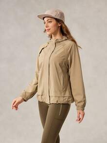 OutZeal 女士防水可调节帽侧口袋户外夹克徒步露营 - 卡其色 - 查看 9