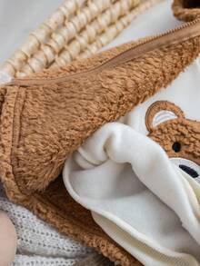 3 件套新生女婴可爱百搭运动衫、毛绒夹克和裤子套装，秋冬 - 彩色 - 查看 6