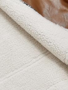 SHEIN MOD Minimalist Fashion PU Leather & Faux Fur Composite Jacket Brown Cropped Jacket Cropped Leather Jacket Brown Jacket Women Women Jackets Crop Jacket,Winter Clothes,Winter Coat,Winter Coat For Women,Christmas Clothes For Women