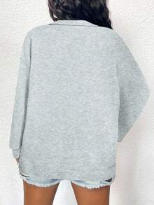 SHEIN LUNE 度假春季女装牛仔印花卫衣 - 淺灰色 - 查看 2