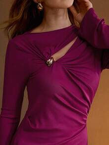 MOTF PREMIUM Damen Kleid mit strukturiertem Design, figurbetont, Herbst/Winter