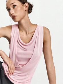 Lumivelle Women's Wool Blend 2 In 1 Deep Draped Neck Splicing Top - Pink - View 1