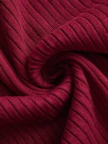 Modelyn 2pcs Set Solid Color Bubble Decor Fitted Knit Round Neck A-Line Elegant Skirt & Skirt Set