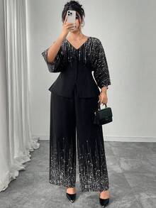 Modelyn Bộ 2 món áo sơ mi tay cánh dơi in hình ngôi sao thời trang cỡ lớn dành cho nữ - Nhiều màu - Xem 6