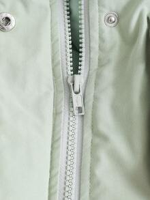 SHEIN 1件女童加厚保暖羽绒服，带帽拉链口袋，休闲外套，适合秋冬季节穿着，时尚百搭，附赠斜挎包 - 綠色 - 查看 7