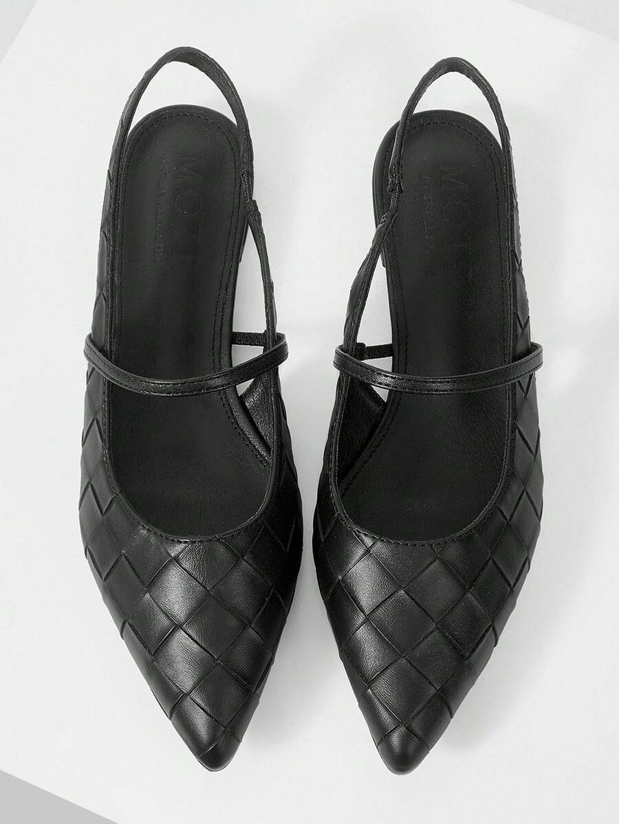 MOTF PREMIUM 女士时尚尖头平底鞋 - 黑色 - 查看 1