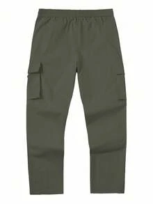 Manfinity Homme Men's Utility Drawstring Cargo Pants, Simple And Versatile, Military Green Cargos For Men Cargo Joggers, Fall - Green - View 2