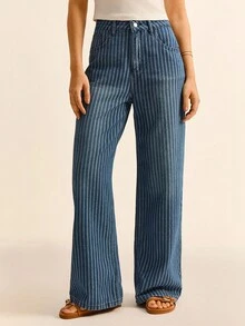 Daynim Women's Casual Striped Straight-Leg Jeans Women's Going Out Jeans Women's Casual Jeans
