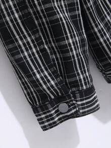 Manfinity Homme 男士格子长袖单排扣工装口袋休闲牛仔宽松夹克，秋季 - 彩色 - 查看 3