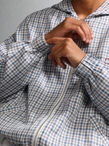 SUMWON 短款长袖拉链连帽衬衫格纹印花轻便休闲春秋季街头家居服日常必备款带侧袋 - 彩色 - 查看 4