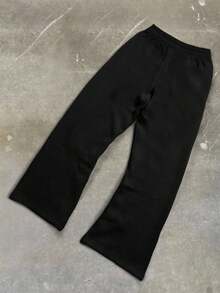 PAVTROS 男士休闲街头风格喇叭运动裤，饰有仿钻石字母和自由女神像图案，2000 年代风格 - 彩色 - 查看 2