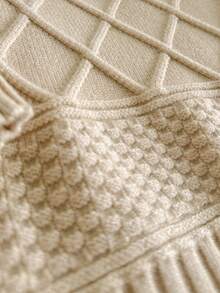 Loomiva Suéter de cuello redondo con patrón de cable de punto texturizado para niña en otoño/invierno - Albaricoque - Ver 5