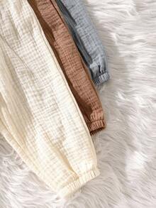 SHEIN 3pcs Baby Boys Vintage Casual Style Soft Crepe Fabric Pants, Suitable For Daily Wear And Outings, Fall Kids Clothes Winter