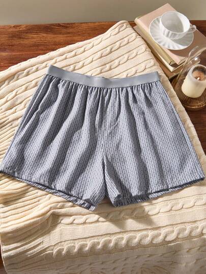 EverLounge Vintage Loose Casual Quality British Style Comfortable Home Woven Shell Button Relaxed Men's Shorts