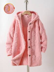 新款时尚蝴蝶结蓬松连帽开衫外套欧美风秋冬 - 藕粉色 - 查看 1