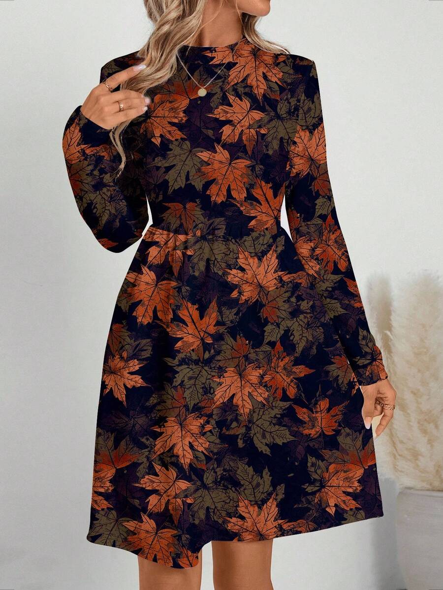 SHEIN LUNE 休闲复古花卉图案女装,适合秋冬季 - 彩色 - 查看 1
