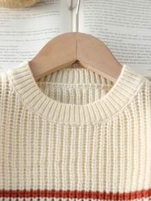 Baby Jungen & Mädchen Pullover, Rundhals, gestrickt, langärmelig, Streifendesign, lässig, bequem, modisch, geeignet für täglichen Gebrauch, innen, außen, Reisen, Schule