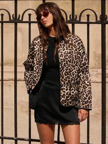 lacRébo Spring Summer Lightweight Quilted Leopard Print Reversible Jacket Spring Women Clothes Spring Summer Leopard Jacket Going Outfits Cheetah Jacket - Multicolor - View 4