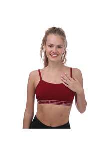 Lacoste Stretch Cotton Logo Band Women's Bralette - Burgundy - View 2