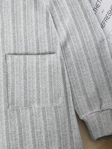 Tween Girls' Solid Ribbed Long Sleeve Pocket Casual Jacket - Grey - View 6