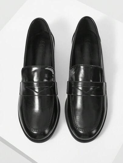 MOTF PREMIUM 女士新款法式复古PU皮平底鞋，黑色，百搭简约，休闲舒适，防滑，单踏板设计不伤脚，商务休闲鞋