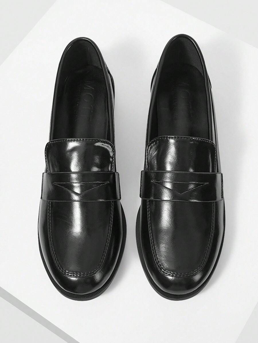 MOTF PREMIUM 女士新款法式复古PU皮平底鞋，黑色，百搭简约，休闲舒适，防滑，单踏板设计不伤脚，商务休闲鞋