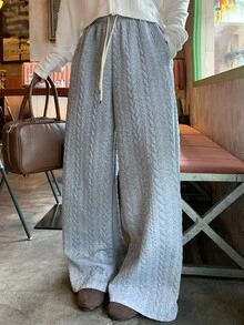 DAZY Women's Textured Casual Loose Wide-Leg Sweatpants, Solid Color, Autumn/Winter Women Joggers