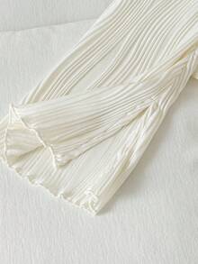 SHEIN 优雅简约法式纹理波浪条纹衬衫 - 米色 - 查看 4