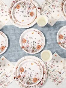 40 件/套野花主题派对装饰一次性餐具，水彩野花蝴蝶派对餐具套装，包括 8 个 7 英寸和 9 英寸一次性纸盘、8 个纸杯、16 个餐巾纸、纸餐具适合家庭节日派对春季餐具风格生日用品、派对礼物 - 野花主題 - 查看 4