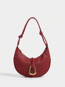 SHECARRY Women's Simple Fashion Zipper Underarm Handbag - Burgundy - View 1