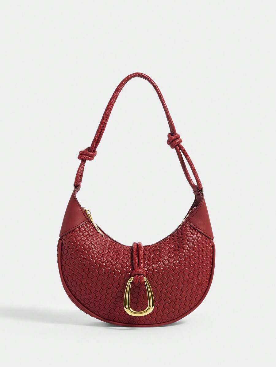 SHECARRY Women's Simple Fashion Zipper Underarm Handbag - Burgundy - View 1