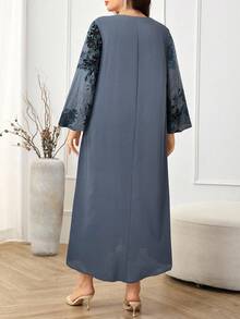 Al Najma 大码女式优雅花卉印花拼布阿拉伯风格连衣裙 - 彩色 - 查看 2
