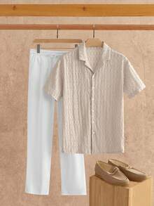 Manfinity NXTstreet 2pcs Men's Casual Shirt Set, Suitable For Everyday Wear, Old Money - Multicolor - View 1