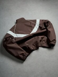 PAVTROS Men's Stand Collar Contrast Color Zip-Up Jacket , Men Windbreaker Jacket , Men Cropped Jacket , Cropped Windbreaker, Fall