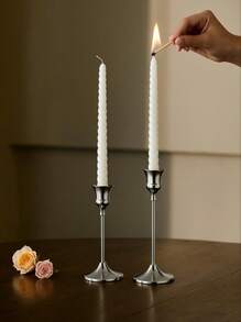 Cirelle Bộ 3 chân nến hình nón bằng sắt, chân nến trang trí - Chân nến cho đám cưới, ăn tối, tiệc tùng - Đồng thau cổ, chân nến trang trí lò sưởi, chân nến trang trí bàn, chân nến trụ cho đám cưới, trang trí nhà cửa, trang trí tiệc ngày lễ, trang trí lễ hội - Bạc - Xem 3