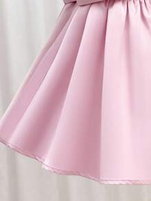 SHEIN Babygirl 优雅可爱粉色蝴蝶结短袖连衣裙 - 粉色 - 查看 4