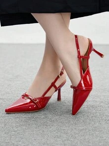 CUCCOO BIZCHIC Women's Pointed Toe High Heel Pumps, Sexy Stiletto Heels, Outdoor Commute Party Wedding Shoes, Red Spring Shoes - Red - View 2