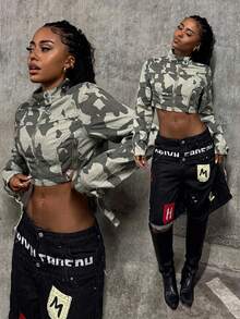 SHEIN Unity Biker Street 朋克牛仔夹克和外套 - 彩色 - 查看 6