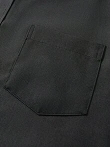 Manfinity Mode Men's Solid Color Single-Breasted Pocket Long Sleeve Casual Shirt, For Fall - Black - View 7