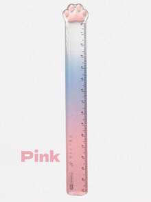 1pc Cute Cat Paw Straight Ruler, 15cm Transparent Drawing Ruler, Highly Attractive Gradient Plastic Measuring Ruler, Student Stationery, Cartoon Creative Bookmarks, Pink Agenda Ruler, Drawing Measuring Tool, Prize Or Gift