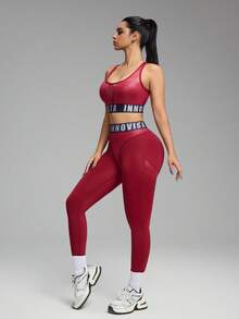 Innovista Woman Essential Solid Sports Sets Sophisticated Design Workout Clothes Athletic Outfits Training Breathable Active Crop Top Bra With Leggings Phone Card Pocket Bottom Two Pieces Daily Yoga Cycle Biker HIIT Office To Court Brunch To Gym Two Pieces Multi Function Athleisure All Day Stretchy Activewear Fall Comfort Movement Backless Cardio Beach Running CrossFit