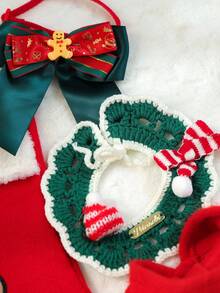 PETSIN 4pcs Pet Christmas Gift Pack, Cat And Dog Universal Clothing, Cute Autumn/Winter Embroidered Elk Pattern Hoodie, Comes With Collar Accessory Set, Red Gift Bag With Storage Function